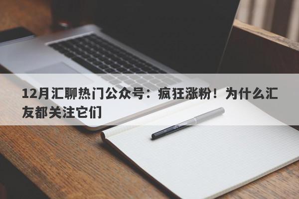 12月汇聊热门公众号：疯狂涨粉！为什么汇友都关注它们