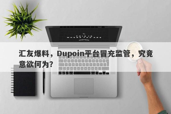 汇友爆料，Dupoin平台冒充监管，究竟意欲何为？